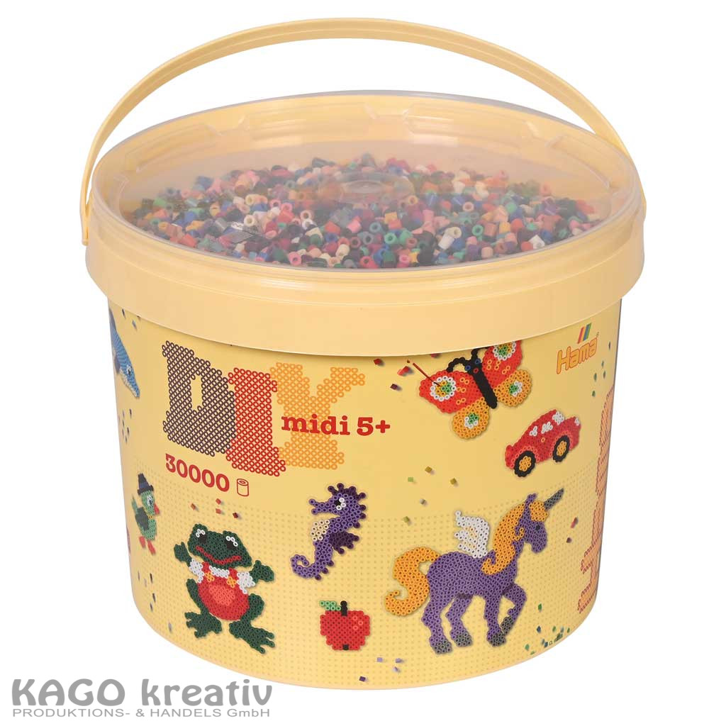 Eimer mit ca. 30.000 HAMA-Perlen, Vollton-Mix