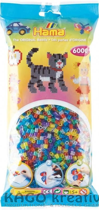 Beutel mit ca. 6.000 HAMA-Perlen, Glitter