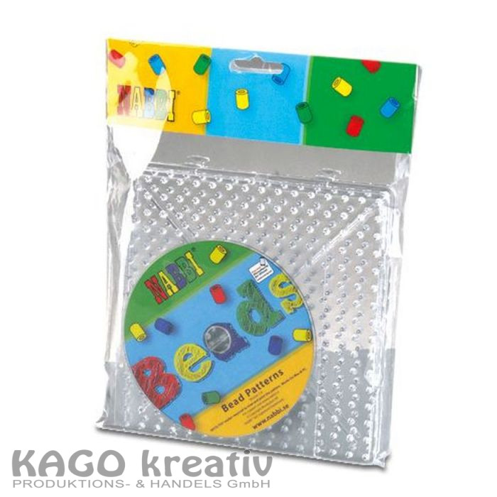 Nabbi® Jumbo Beads - Legeplatte 15x15cm, 2 Stück, transparent