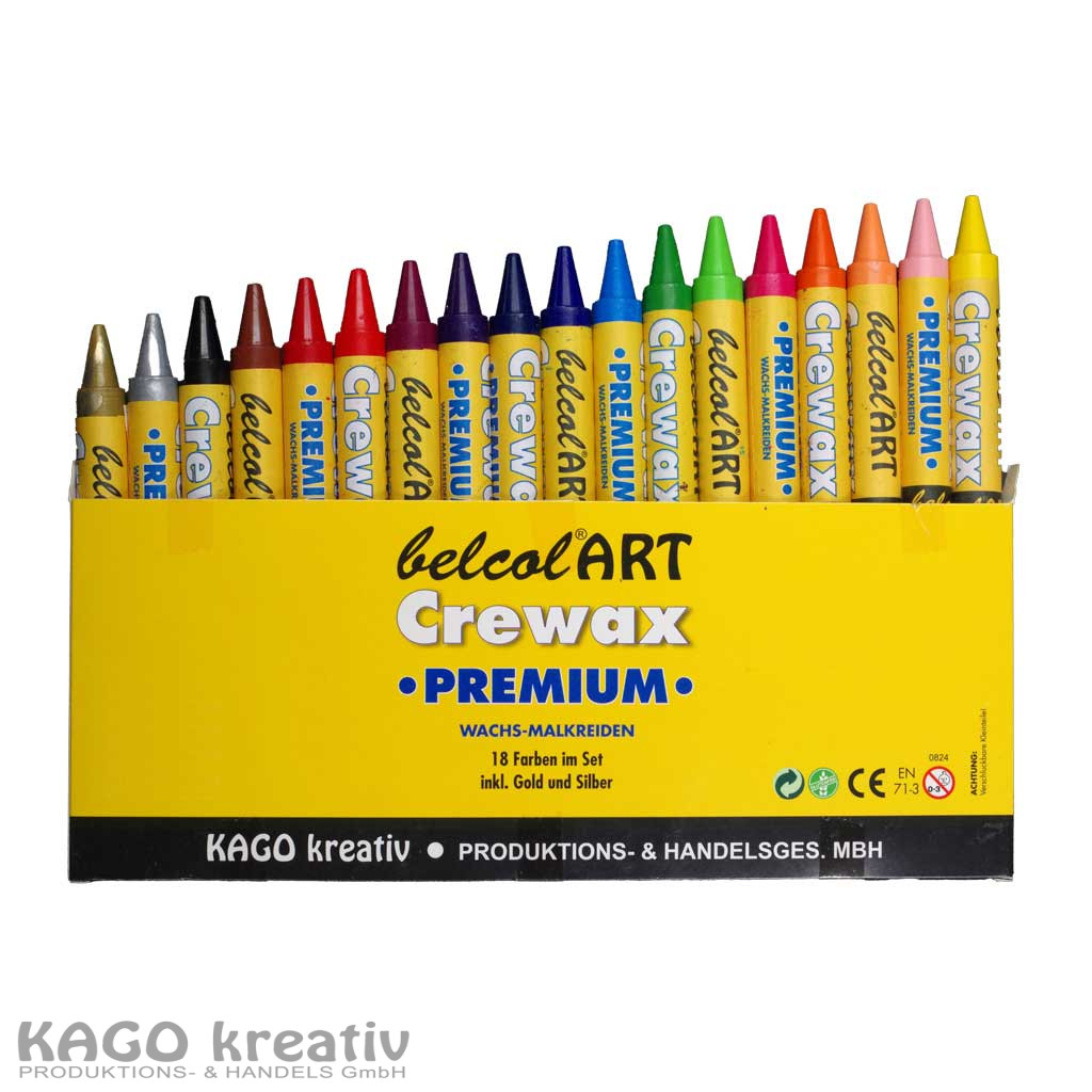 belcolART CREWAX PREMIUM 18er Sortiment 18 sortierte Farben in der Pappschachtel