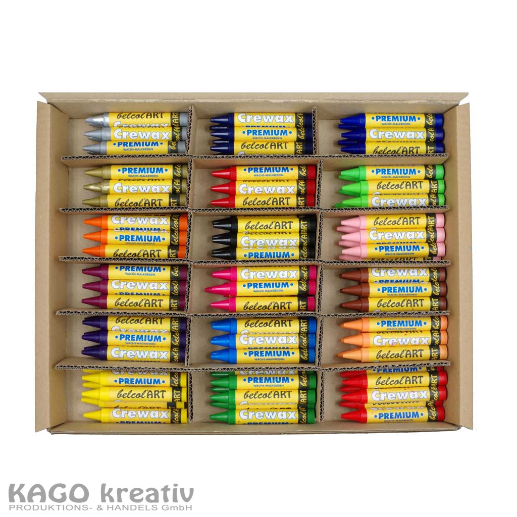 belcolART CREWAX PREMIUM 108er Sortiment 18 sortierte Farben in der Kartonbox