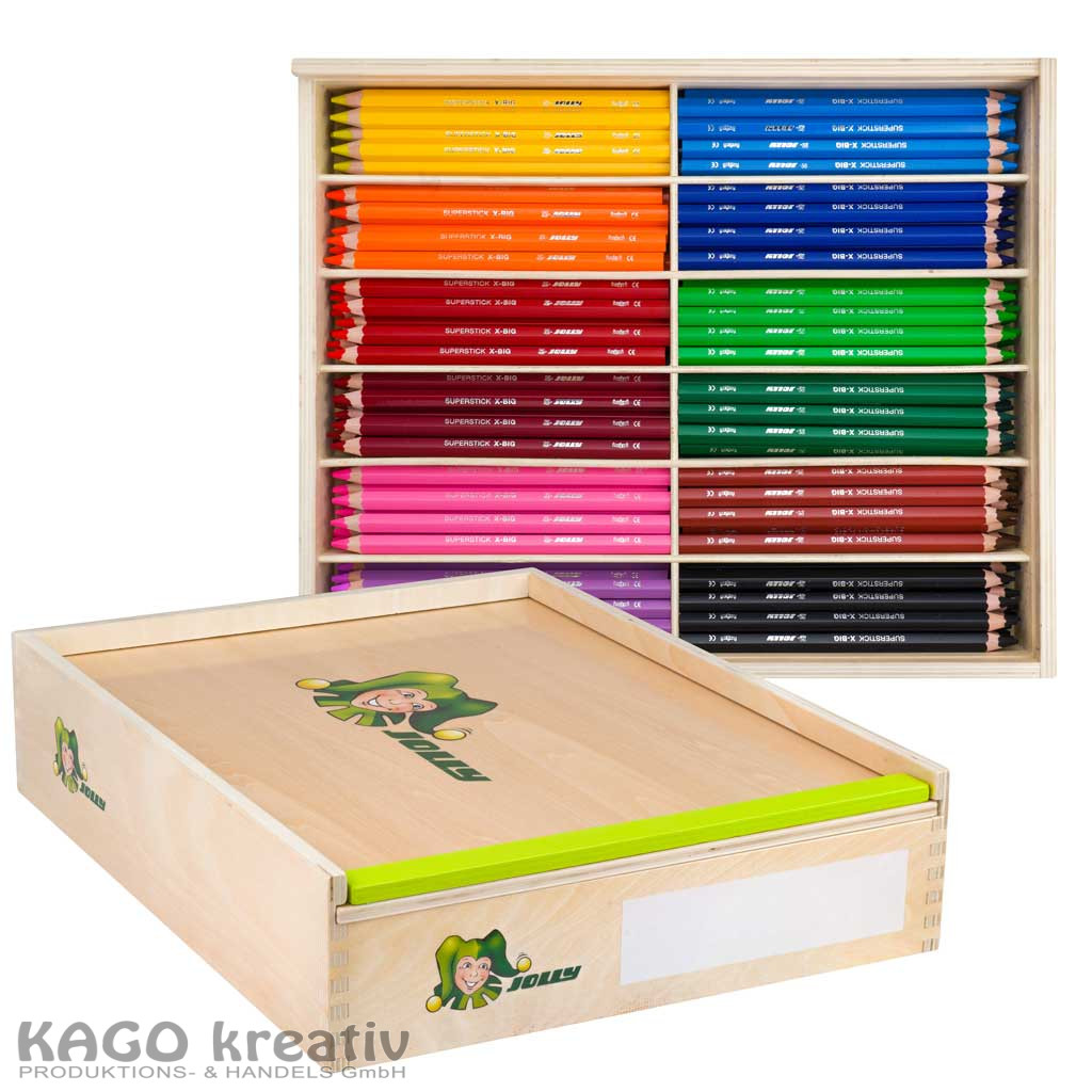 Jolly Big Box X-BIG in der Holzbox 180 Stück in 12 Grundfarben