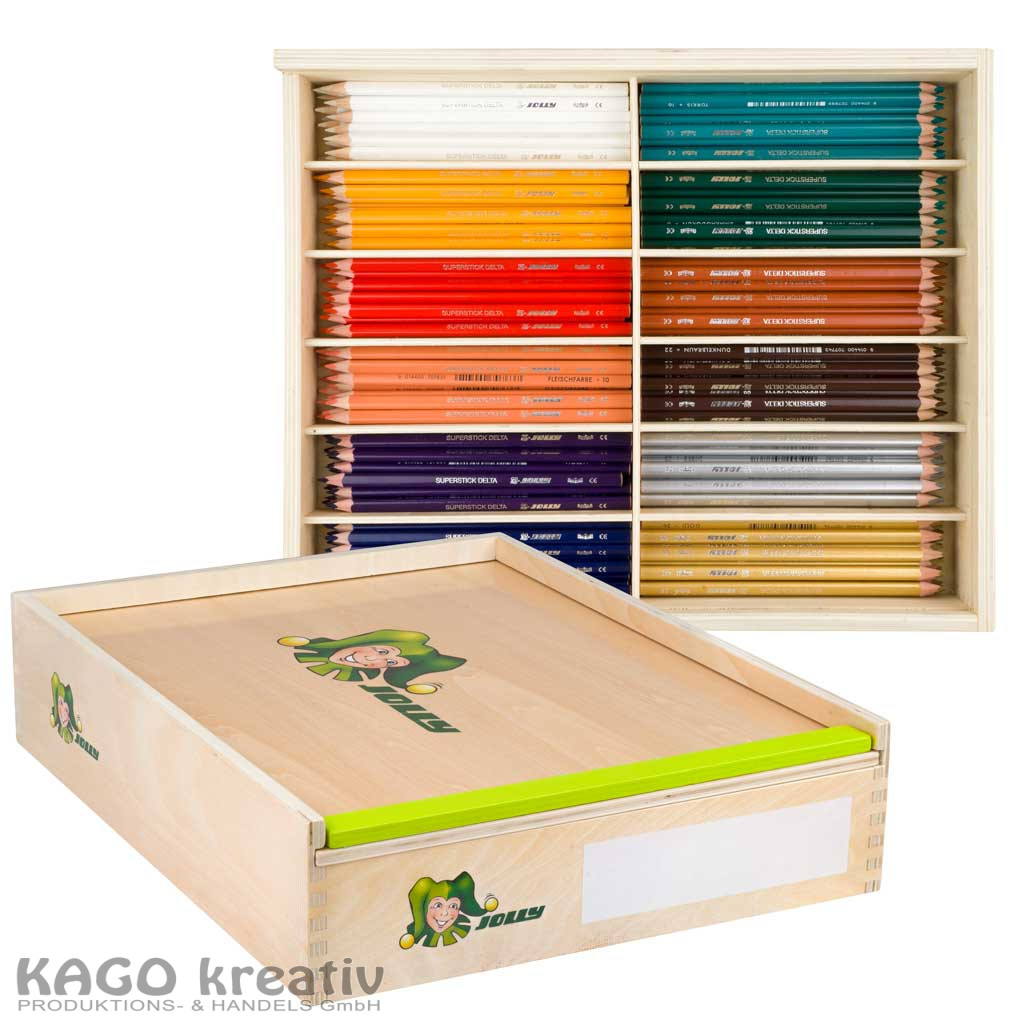 Jolly Big Box Supersticks Delta in der Holzbox 240 Stück in 12 Ergänzungsfarben