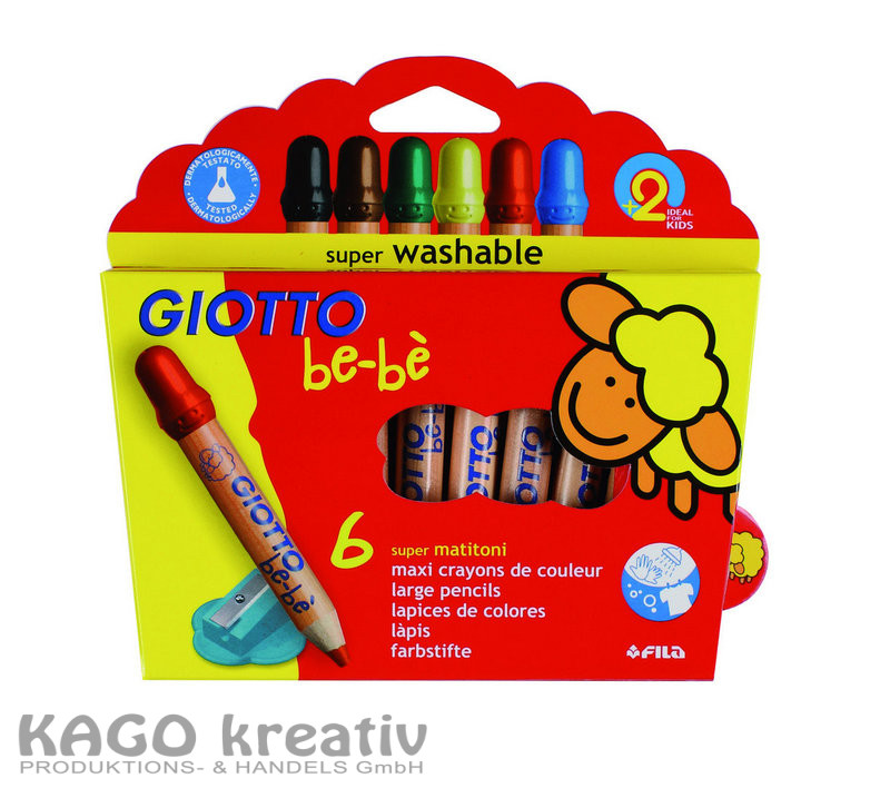 GIOTTO be-bè Super-Farbstift K06 Spitzer Inhalt 6 Stück mit Spitzer