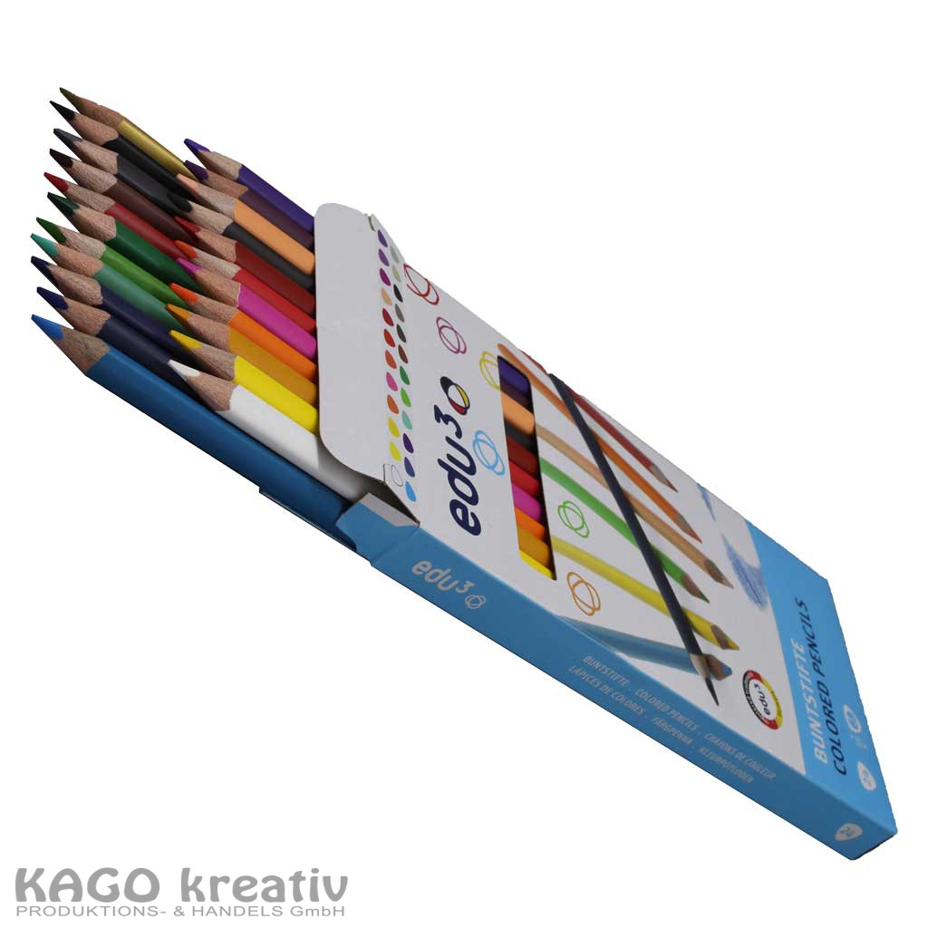 Buntstifte dreikant, 24 Stück, 3mm Mine edu³