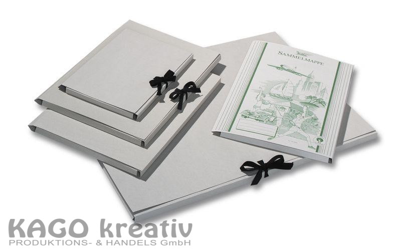 Sammelmappe aus Graupappe, 50x70cm ohne Druck, mit Band