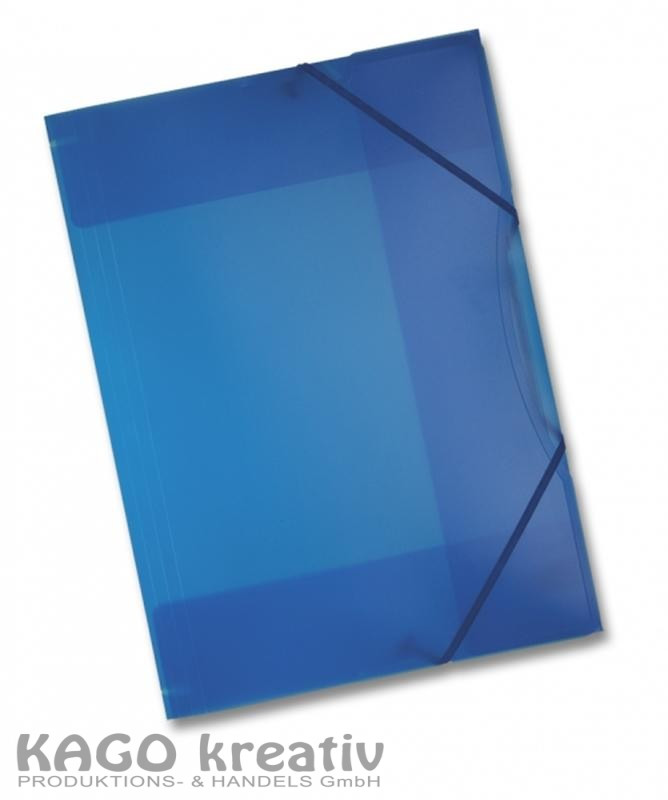 10 x Sammelmappe aus Kunststoff, DIN A3 mit Gummiband, blau transparent