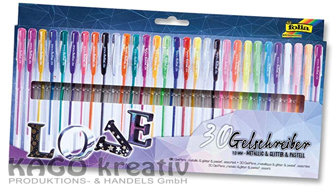 Black Style, metallic/pastell/glitter" 30 Gelschreiber, farbig sortiert"