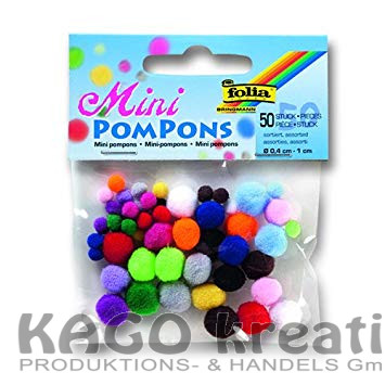 Mini-Pompons, 50 Stück 2 Größen, farbig sortiert