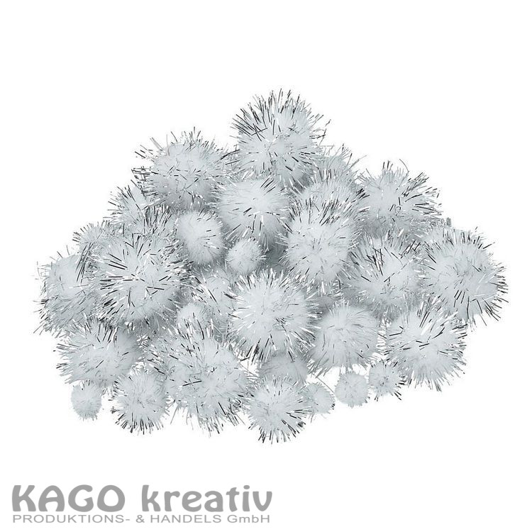 Pompons für Dekorationen 7, 10, 15, 20, 25 mm, 75 Stk., weiß