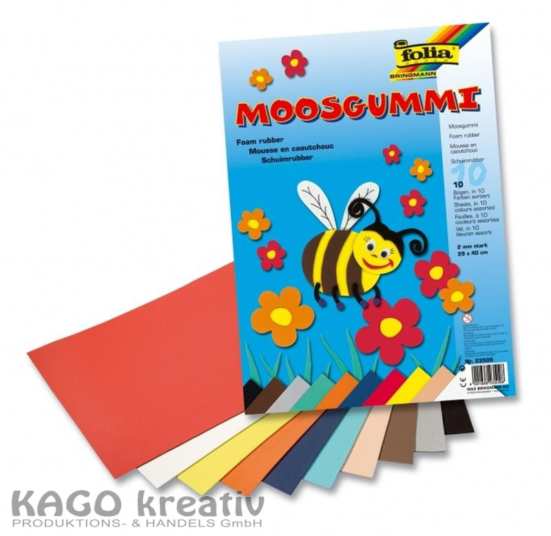 Moosgummi 20x29cm 10 Bogen Einzelfarben