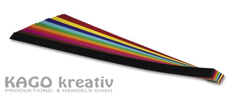 Flechtstreifen 130g/m², 50x1,5cm 200 Stück, farbig sortiert