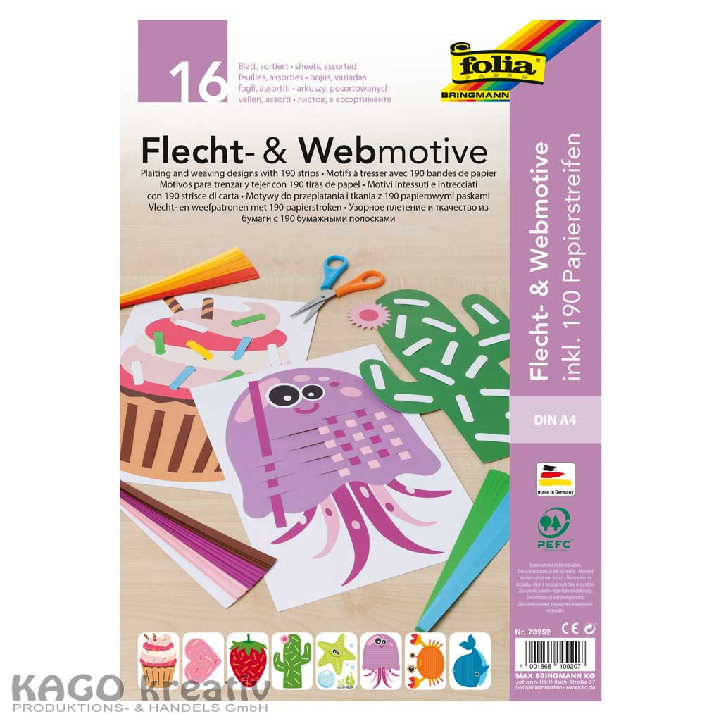 Flecht- & Webmotive Set, DIN A4, 16 Blatt sortiert inkl. 190 Papierstreifen