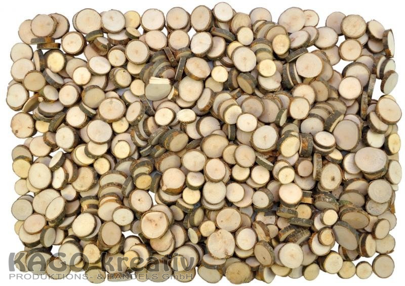 Naturholzscheiben 1kg Inhalt: 1 kg Maße Ø 1,5 -3 cm