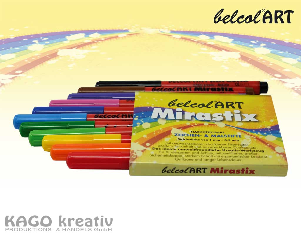 belcolART Mirastix Fasermaler 12 Stück farblich sortiert im Etui