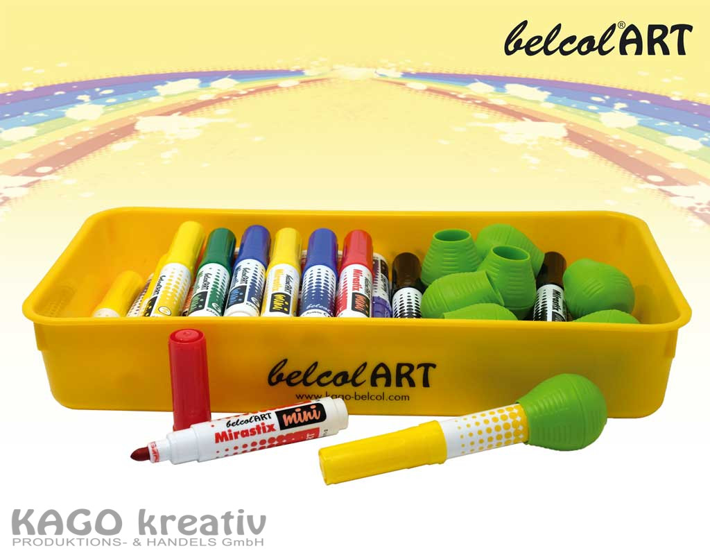 belcolART Mirastix Mini  32 Stifte nachfüllbar in 8 Farben sortiert + 8 Ergonomic Griffe GRATIS