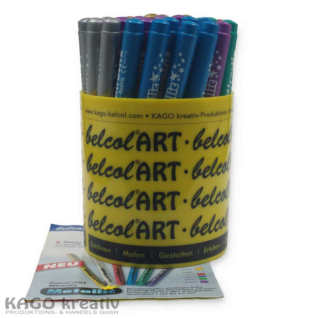 belcolART Mirastix Metallic in der Runddose 42 Stifte in 6 Farben