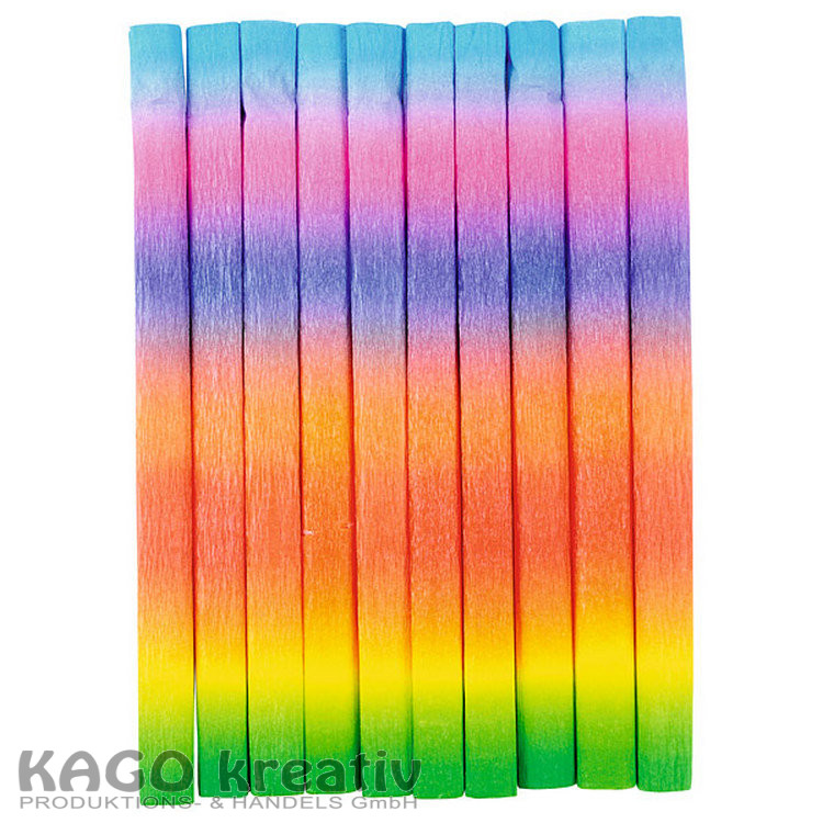 Krepppapier-Rollen, 50cmx2,5m 10 Rollen, regenbogen