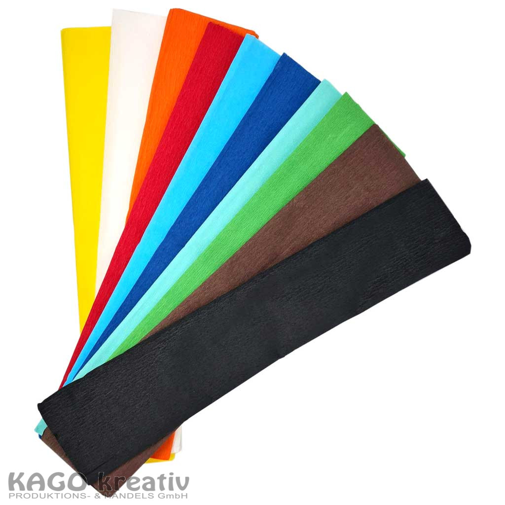 Krepp-Papier-Mischpackung (10 Rollen) 50cm breit, 250cm lang, wasserfest