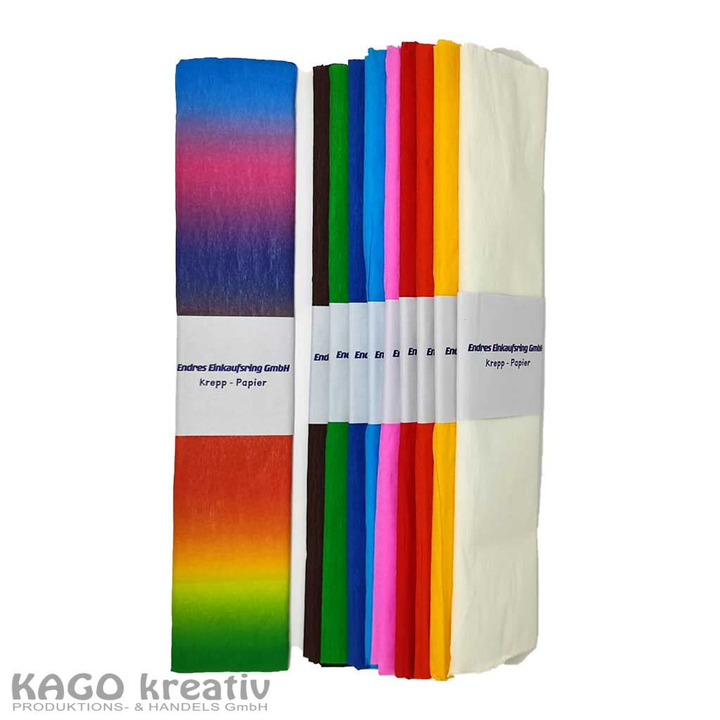 Krepp-Papier-Mischpackung (100 Rollen) 50cm breit, 250cm lang