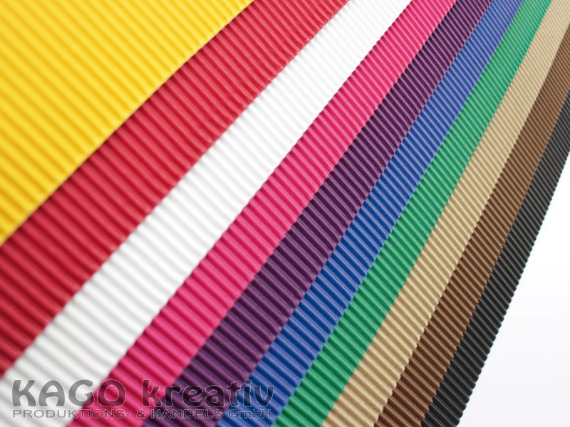 E-Wellpappe, 50x70cm, 10 Bogen farbig sortiert, beidseitig gefärbt