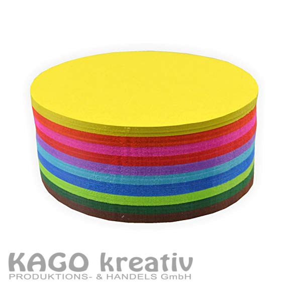 Faltblätter 70g/m², 8cm rund 500 Blatt, farbig sortiert