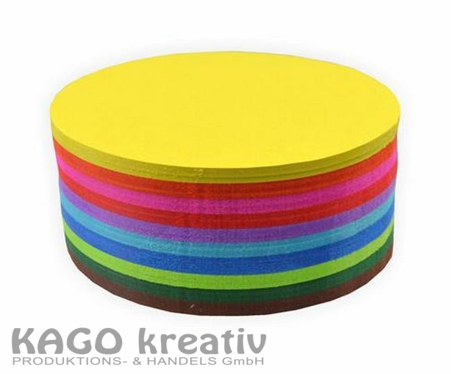 Faltblätter 70g/m², 10cm rund 500 Blatt, farbig sortiert