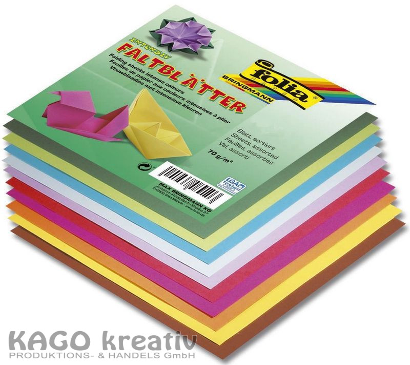 Faltblätter 70g/m², 12x12cm 500 Blatt, farbig sortiert