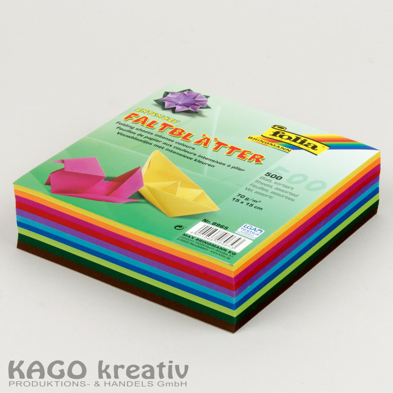 Faltblätter 70g/m², 15x15cm 500 Blatt, farbig sortiert