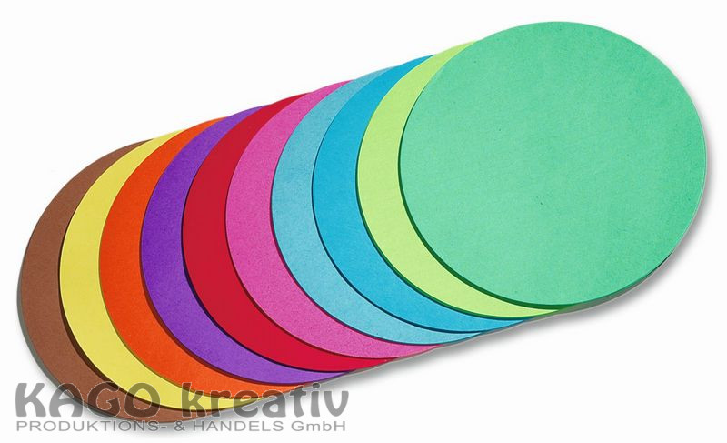 Faltblätter 70g/m², 15cm rund 500 Blatt, farbig sortiert
