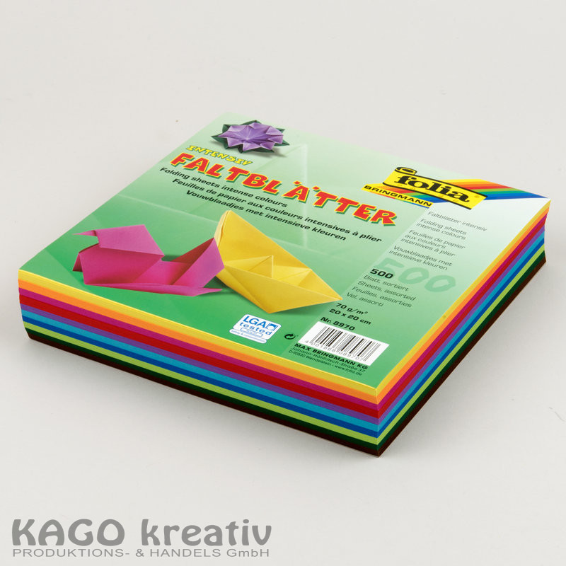 Faltblätter 70g/m², 20x20cm 500 Blatt, farbig sortiert