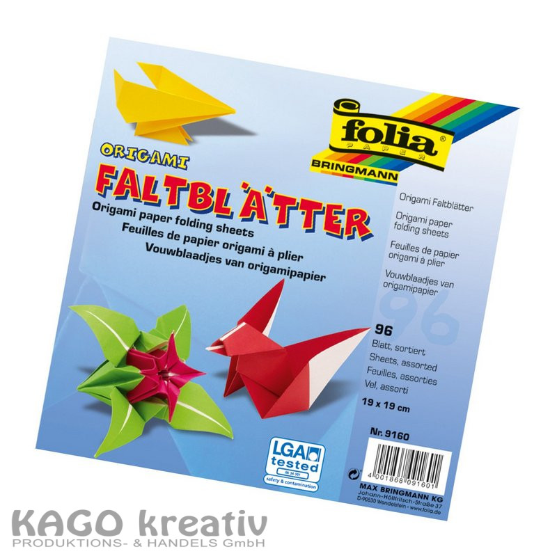 Faltblätter aus Origamipapier 80g/m² 10x10cm, 96 Blatt, farbig sortiert