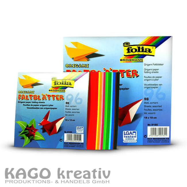 Faltblätter aus Origamipapier 80g/m² 13x13cm, 96 Blatt, farbig sortiert