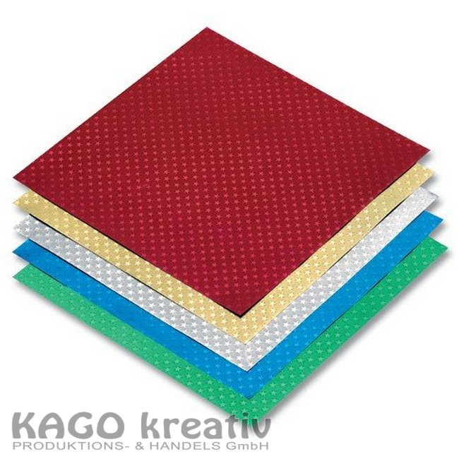 Alu-Faltblätter mit Sternchenprägung 10x10cm, 50 Blatt, farbig sortiert