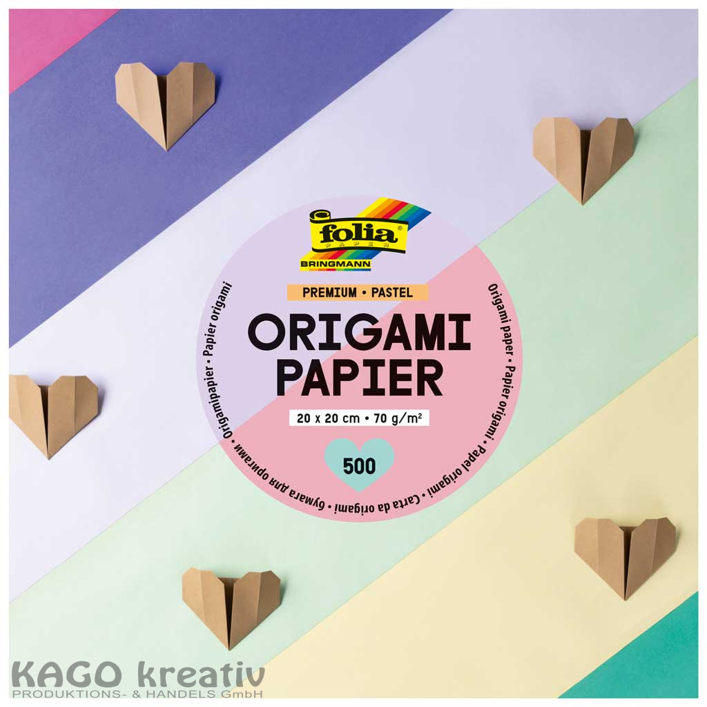 Premium Faltblätter 70 g/m², PASTELL, 20x20cm 500 Blatt, farbig sortiert