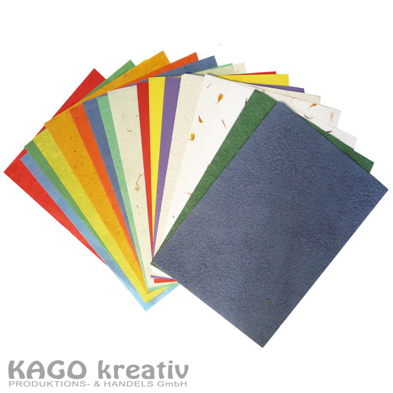 Naturpapier Sortimentspack, 23x33cm 18 Blatt, Material und Farben sortiert