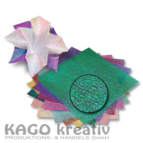 Irisierendes Papier 75g/m², 50x70cm 10 Bogen, 2 Prägungen farbig sortiert