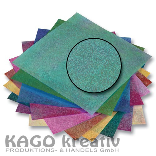 Irisierendes Papier 75g/m², 14x14cm 50 Blatt, Kristallpräg., farbig sortiert