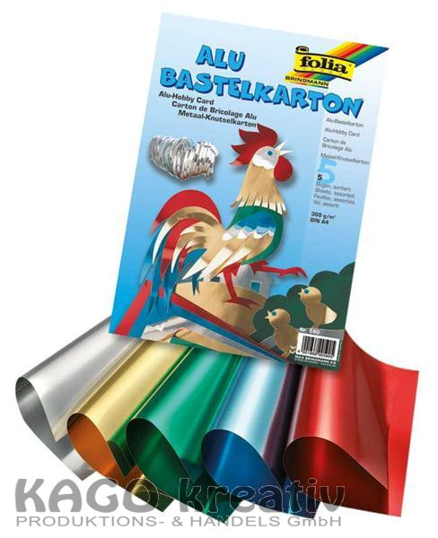 Alu-Bastelkarton 300g/m², 35x50cm 10 Bogen, farbig sortiert