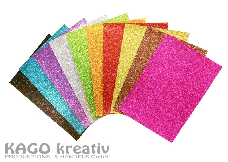 Glitterkarton Bunt sortiert A4, 21x29,7cm/ 20stk. 200g/m2