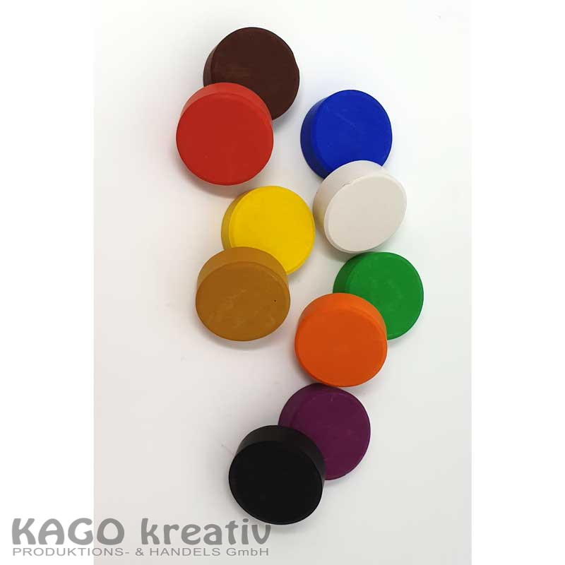 belcolART Öko-Color-Blocks, Tempera Pucks D 44mm, H 16mm, 6 Blöcke in 24 Farben lieferbar