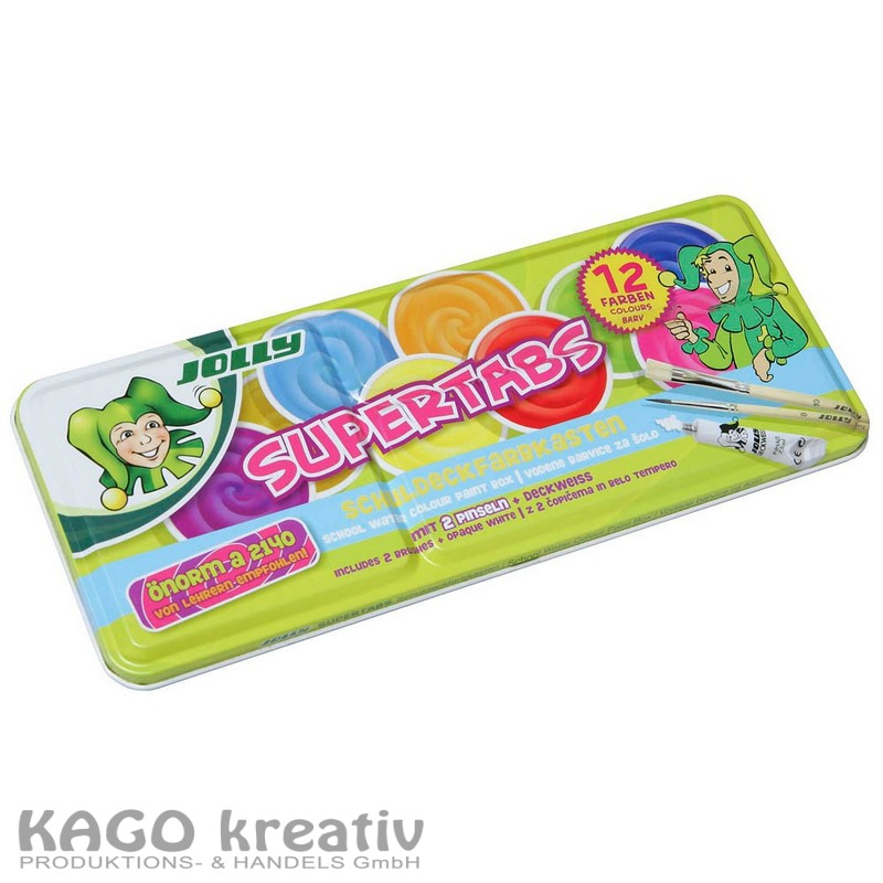 JOLLY Supertabs Schuldeckfarbkasten 12er-Metalletui