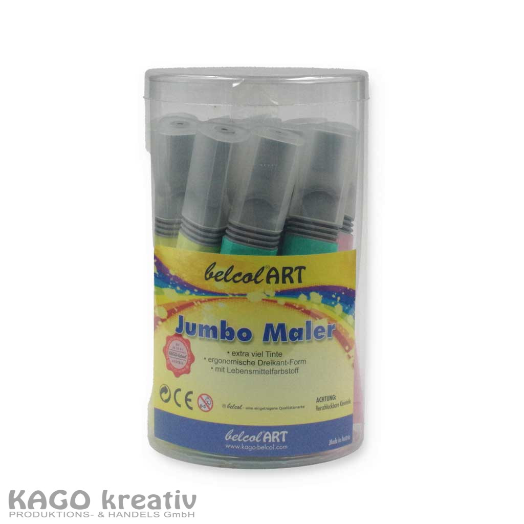 belcolART 3-kant Jumbo-Maler, in 4 Pastellfarben 12 Stifte in der Runddose
