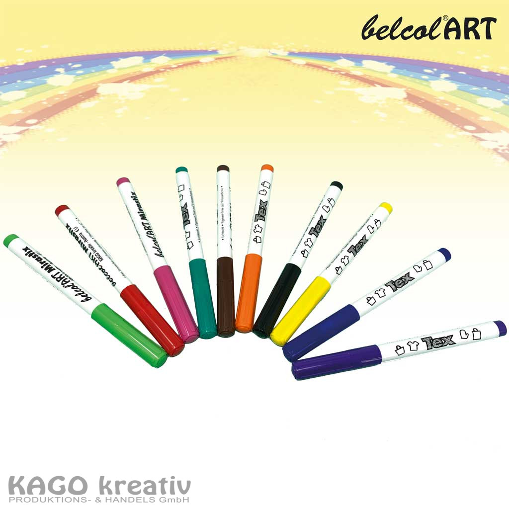 belcolART Stoffmalstifte Mirastix Tex 10 Stück in 10 Farben