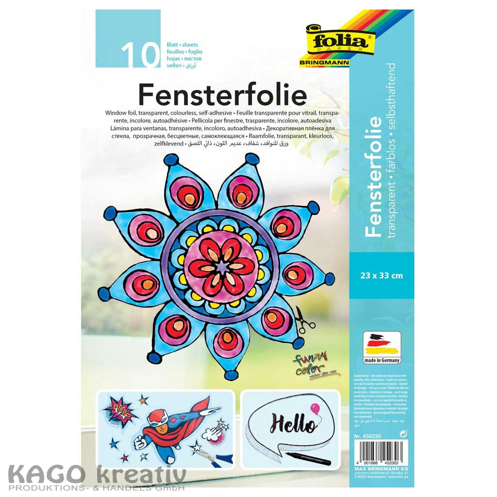 Fensterfolie, 23x33cm, 10 Blatt farblos