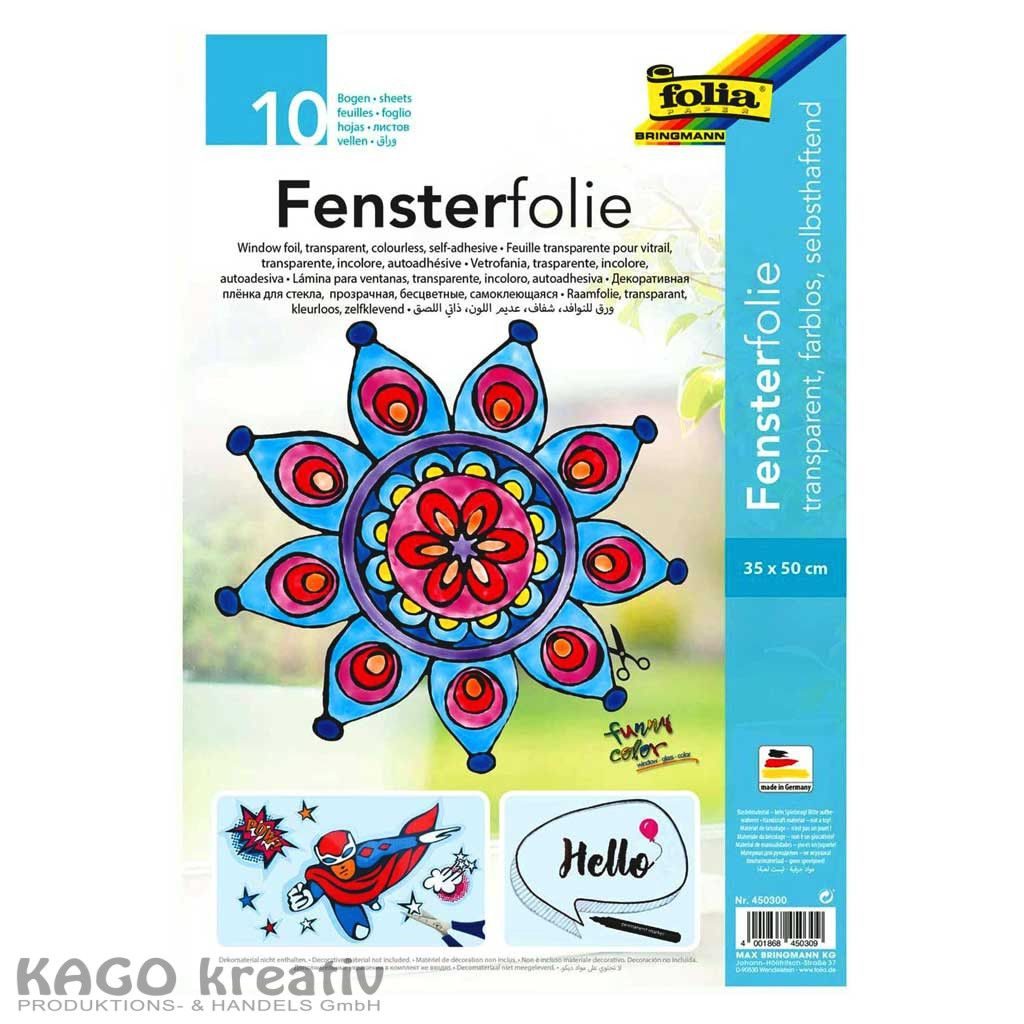 Fensterfolie, 35x50cm, 10 Bogen farblos