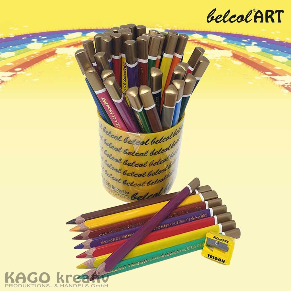 belcolART TRIGON GIGANT 96 Stück in 24 Farben + 2 Trigon Spezialspitzer GRATIS