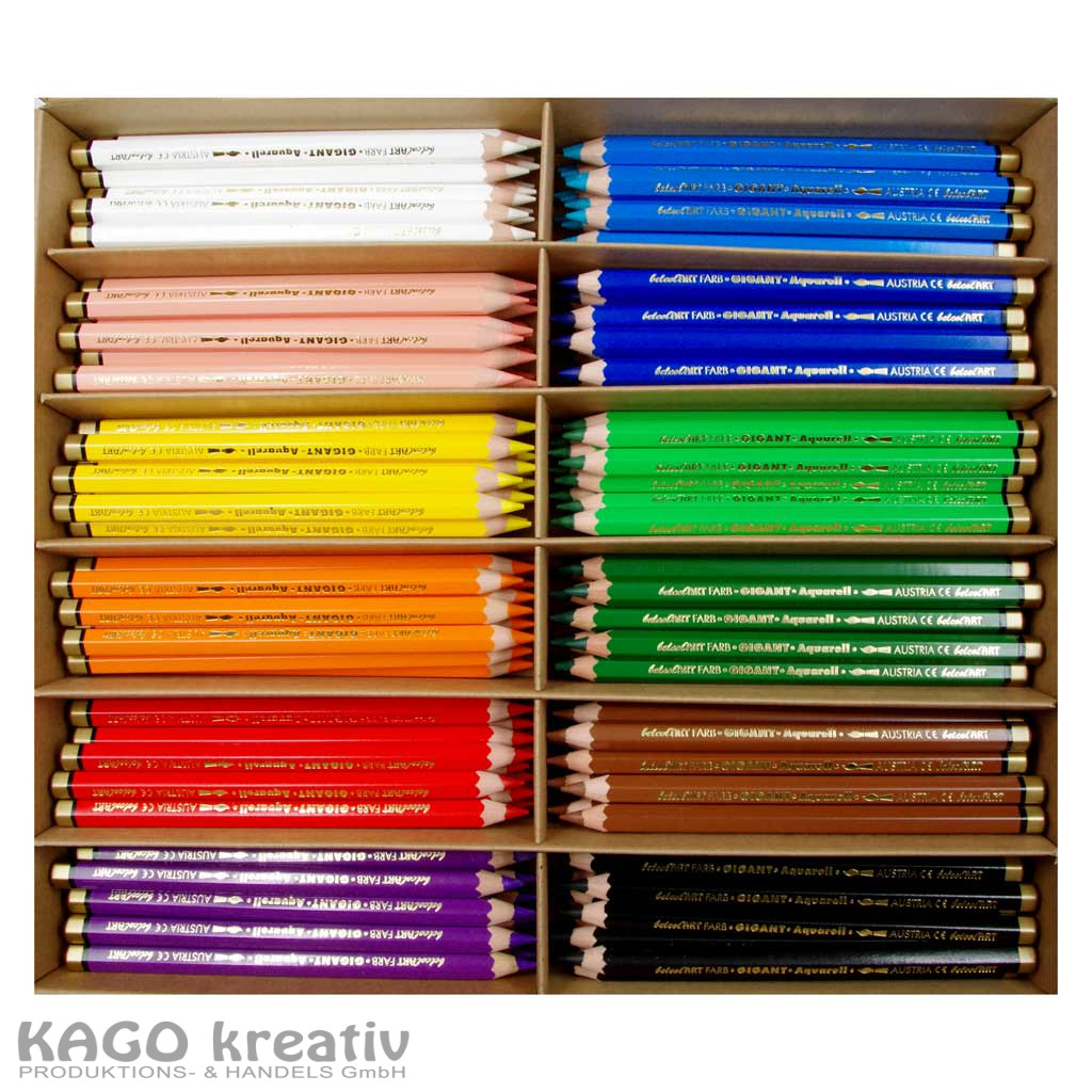 belcolART AQUARELL GIGANT Holzbuntstifte im recyceltem Karton, in 12 Farben, 180 Stifte