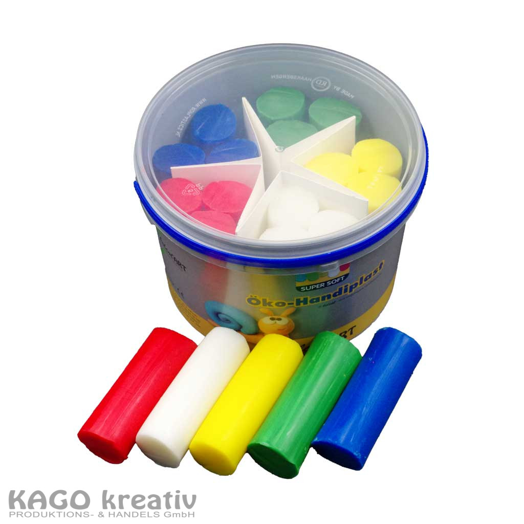 belcolART Öko-Handiplast SuperSoft 1750g im Eimer, in 5 Farben sortiert