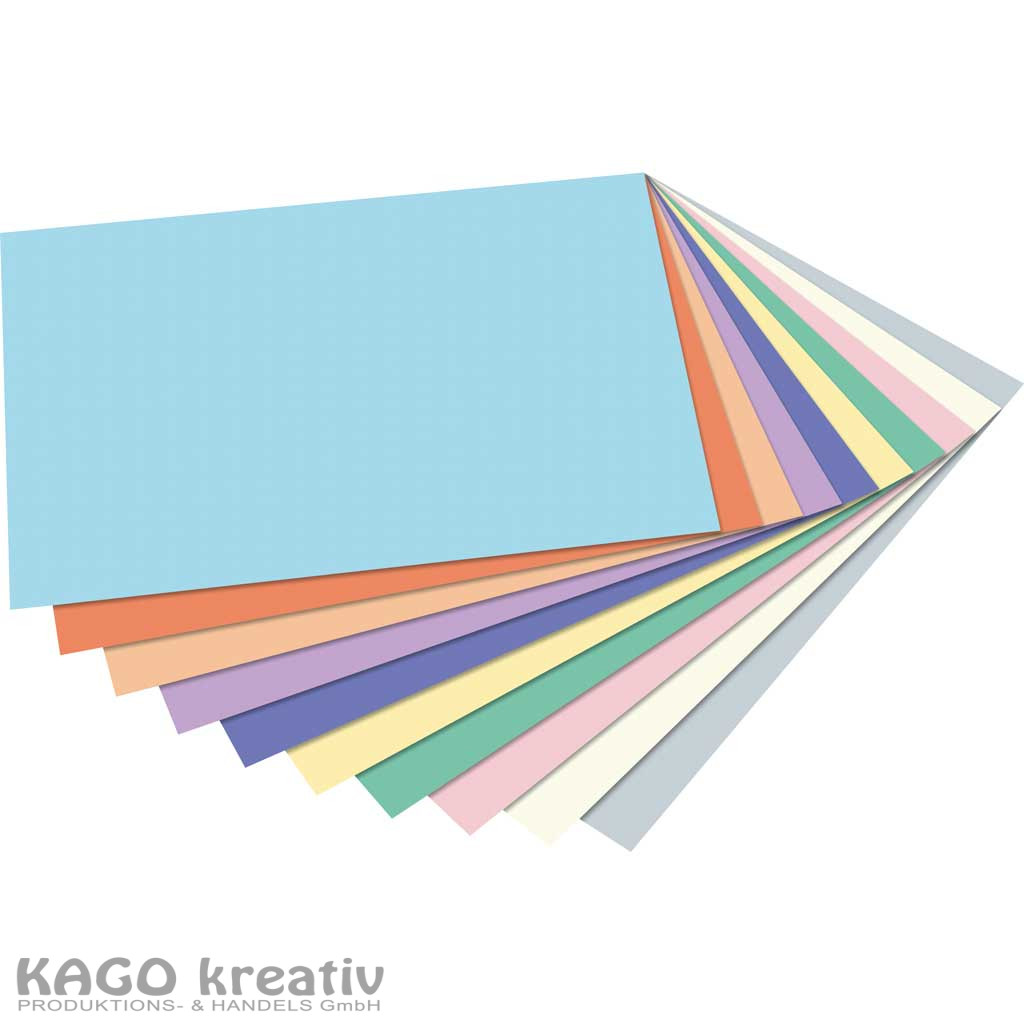 Fotokarton 300g/m², 50x70cm, 100 Bogen in 10 Pastellfarben